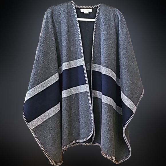 ARTISAN NY Poncho Ruana Wrap.  Large Poly Wool Blend - Picture 1 of 11